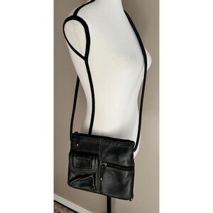 Tignanello black pebbled leather crossbody bag